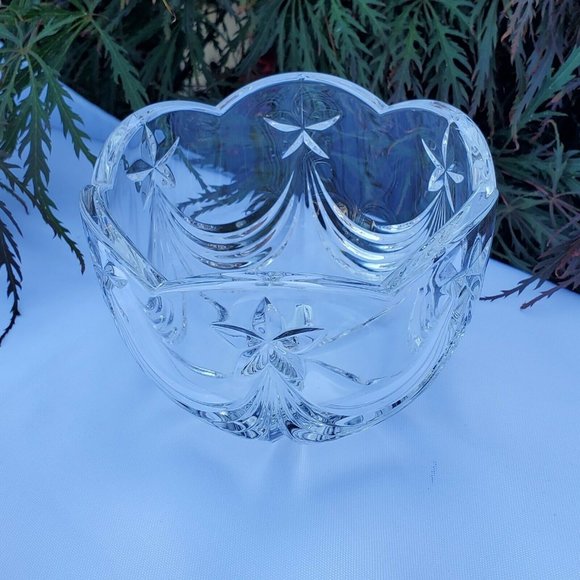 Mikasa Stardust Scalloped Crystal Glass Bowl candy snack trinket Germany 4.5" - Picture 2 of 11